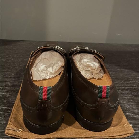 GUCCI VINTAGE Brown Horse Bit Leather Loafers SIZE 10 1/2 (NEVER WORN) - Picture 6 of 10